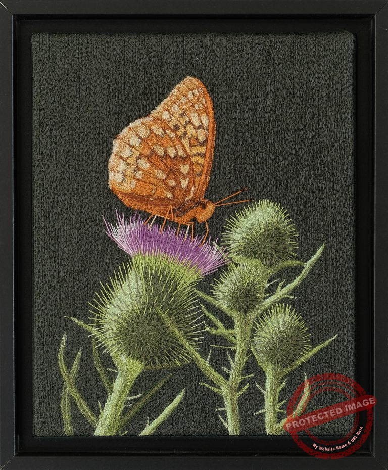 Fritillary & Thistles by Tracey Lawko