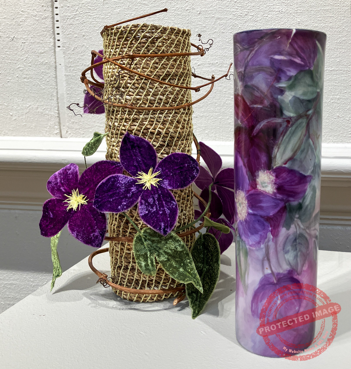 "Clematis Jackmanii Vase" with Phoebe Watson's "China Vase 2"